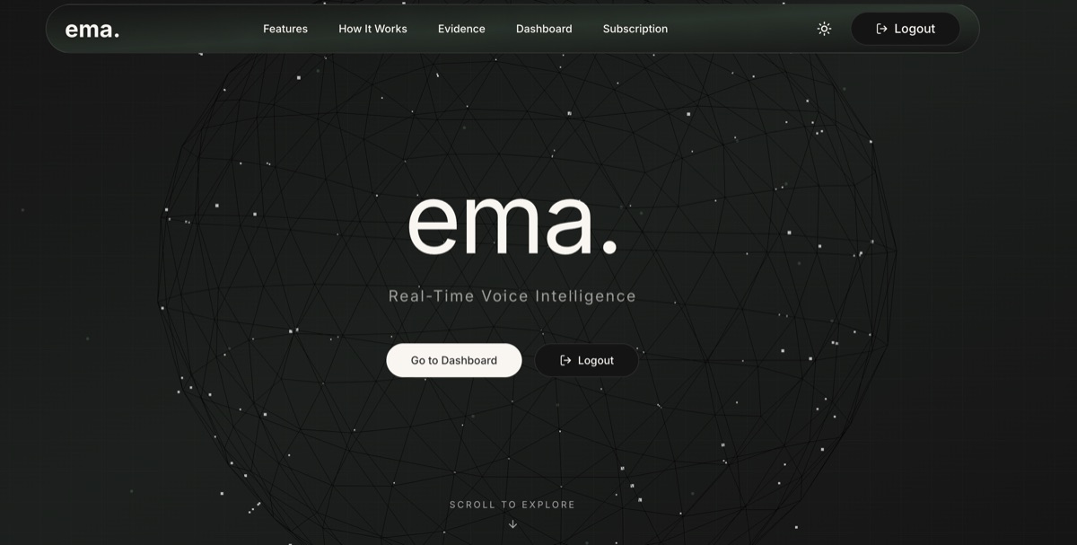 Screenshot of EMA — Real-Time Voice Intelligence